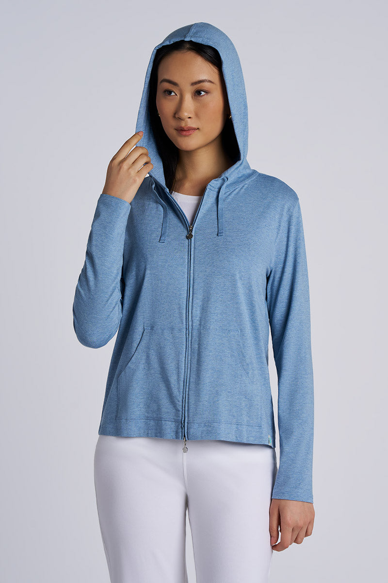 Seaside | Women's Zip-Up Hoodie | Light Blue Heather