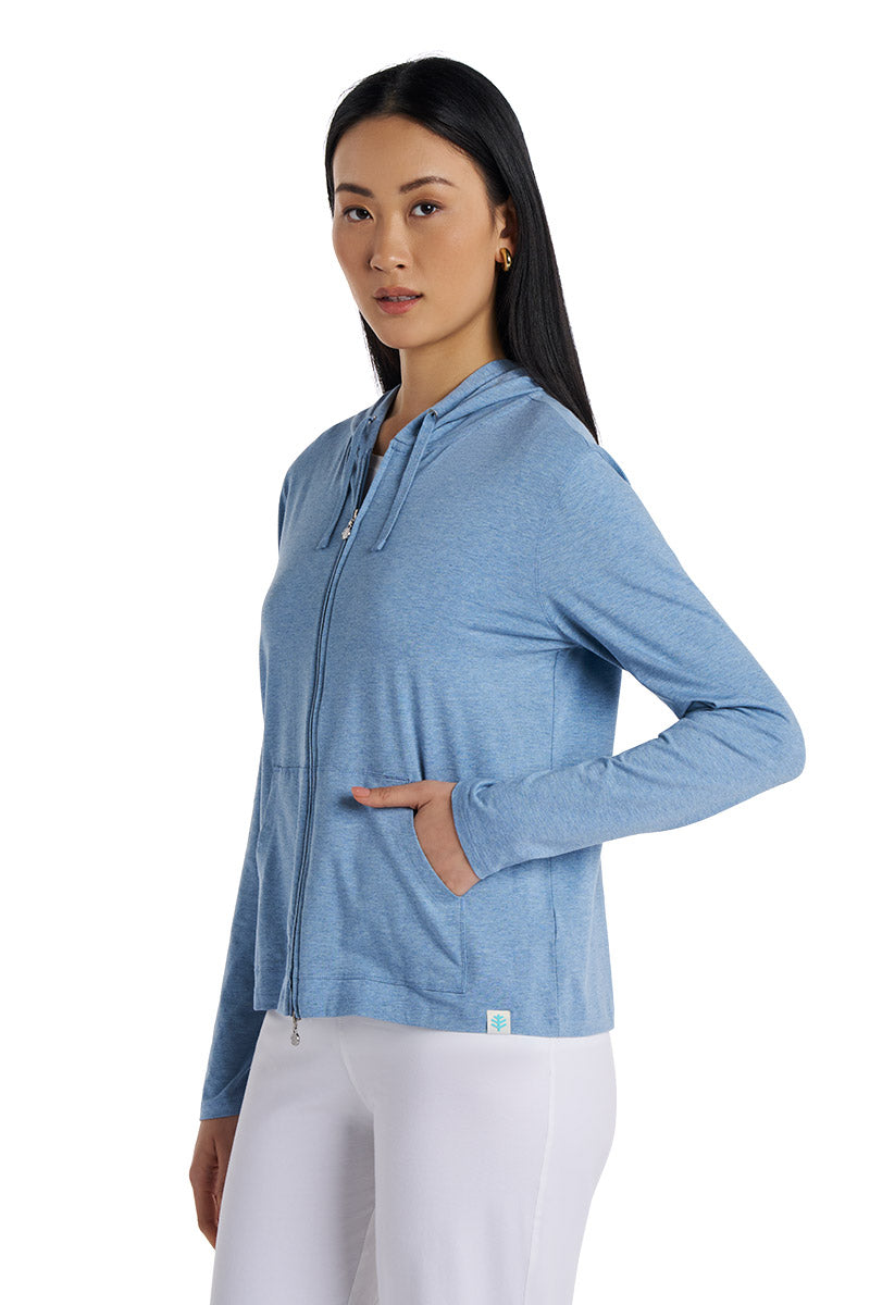 Seaside | Women's Zip-Up Hoodie | Light Blue Heather