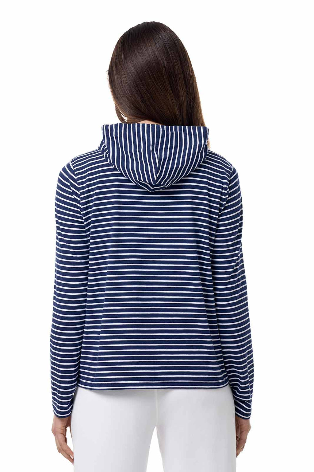 Seaside | Women's Zip-Up Hoodie | Navy/White Stripe