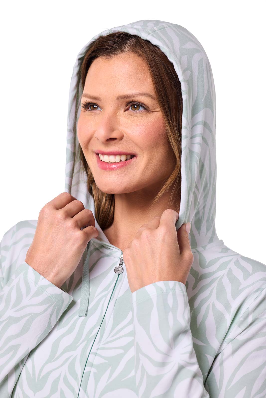 Coolibar Women's Cabana Long Zip Up Hoodie Sun Protective Outdoor Comfort With Two Way Zipper