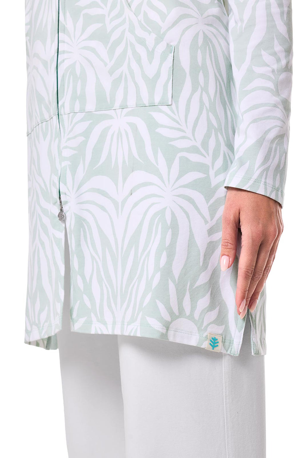 Coolibar Women's Cabana Long Zip Up Hoodie Sun Protective Outdoor Comfort With Two Way Zipper