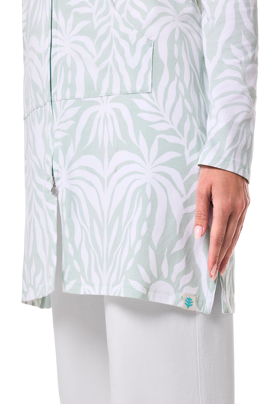 Coolibar Women's Cabana Long Zip Up Hoodie Sun Protective Outdoor Comfort With Two Way Zipper