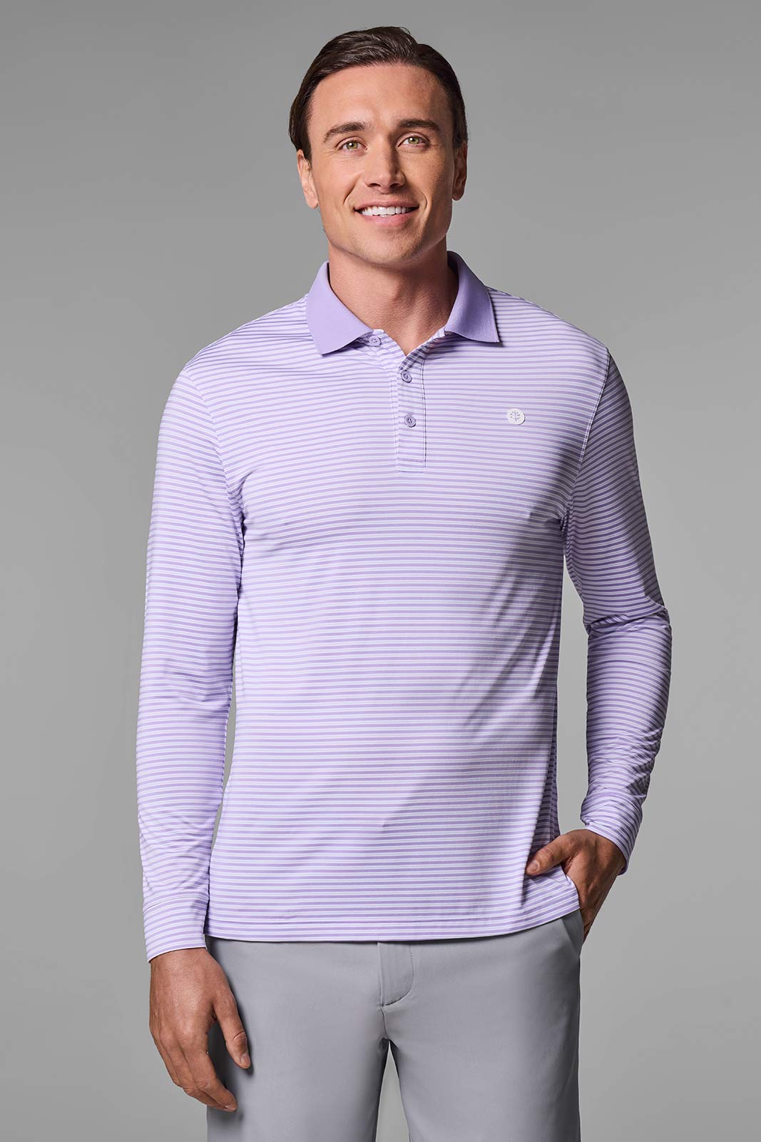 Coolibar Mens Erodym Long Sleeve Polo Sun Protection Breathable Quick Dry Active Athlon Fabric For Tennis And Golf