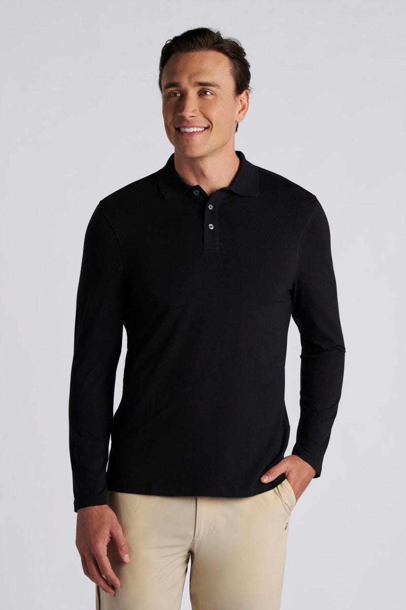 Coppitt | Men's Long Sleeve Weekend Polo | Black