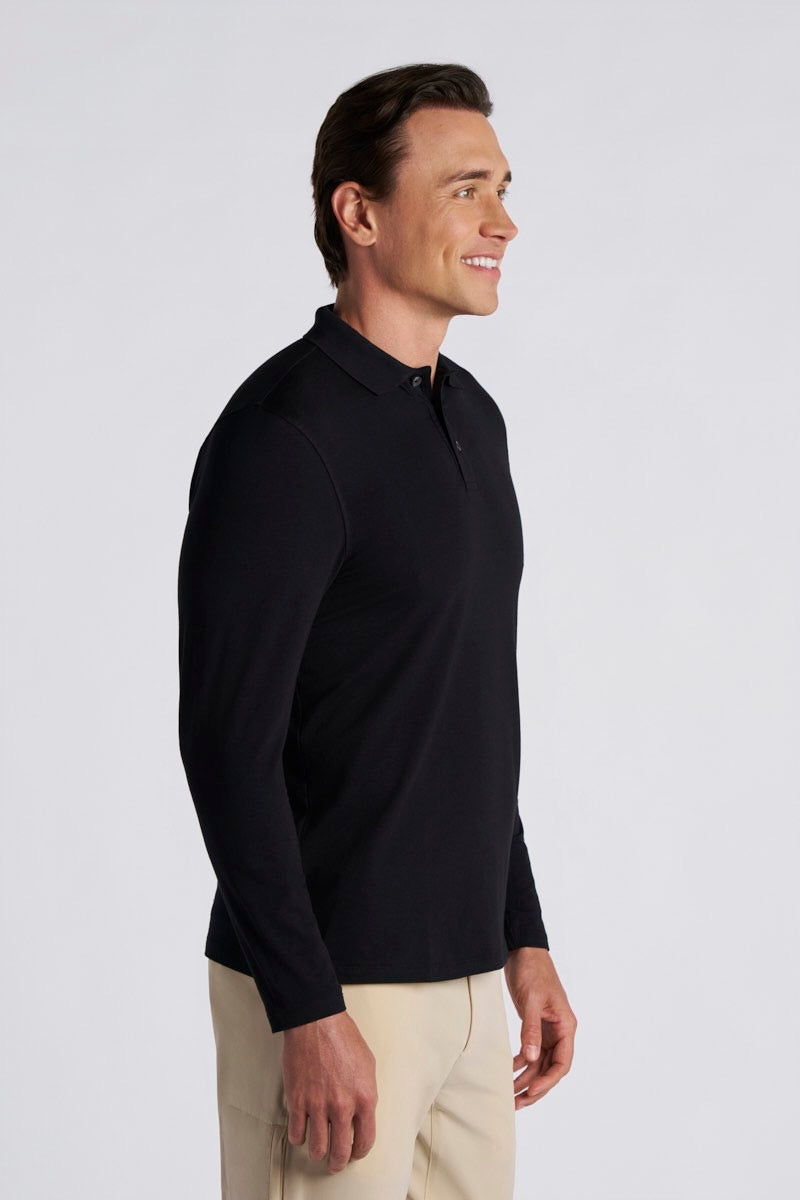 Coppitt | Men's Long Sleeve Weekend Polo | Black