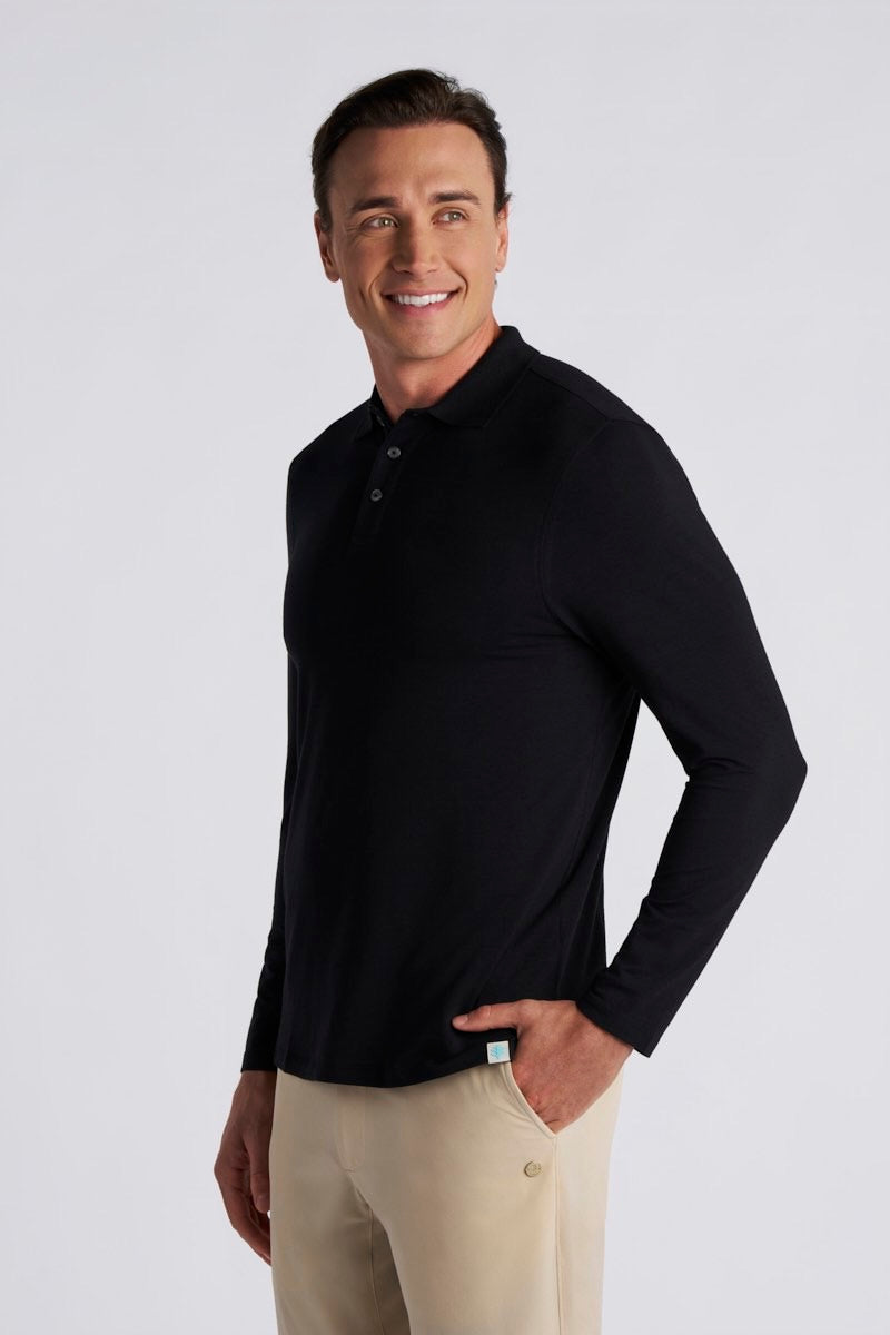 Coppitt | Men's Long Sleeve Weekend Polo | Black