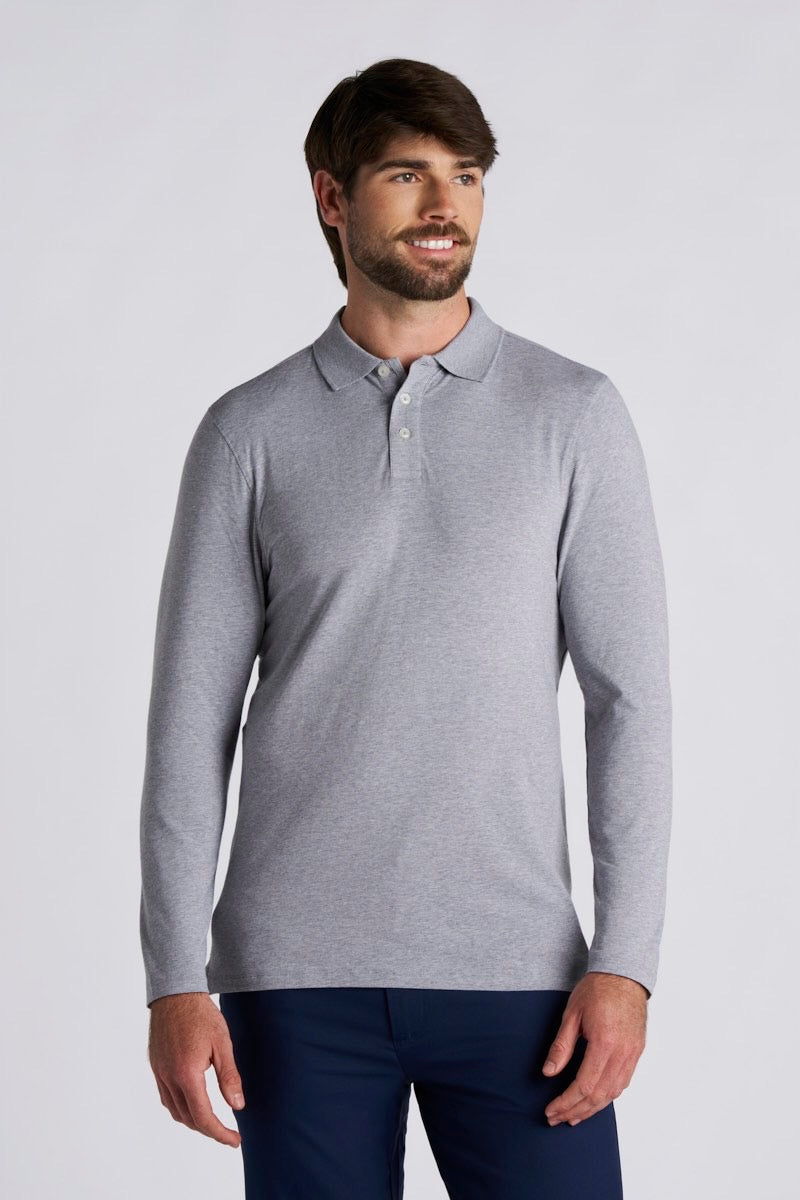 Coppitt | Men's Long Sleeve Weekend Polo | Grey Heather