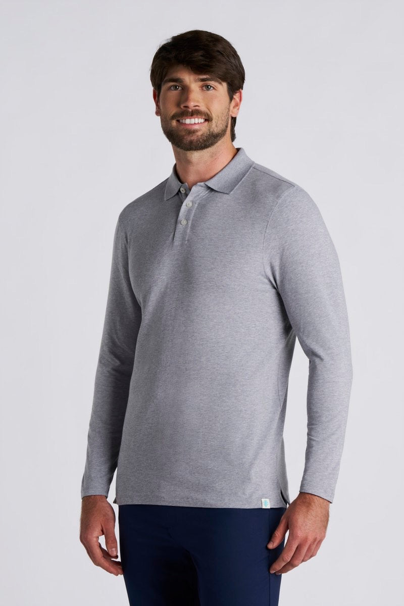 Coppitt | Men's Long Sleeve Weekend Polo | Grey Heather