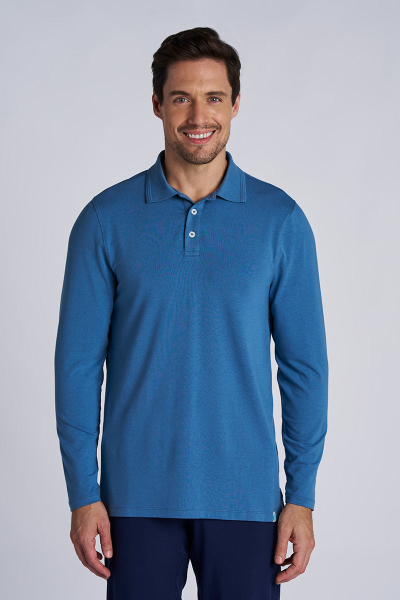 Coppitt | Men's Long Sleeve Weekend Polo | Blue Dusk