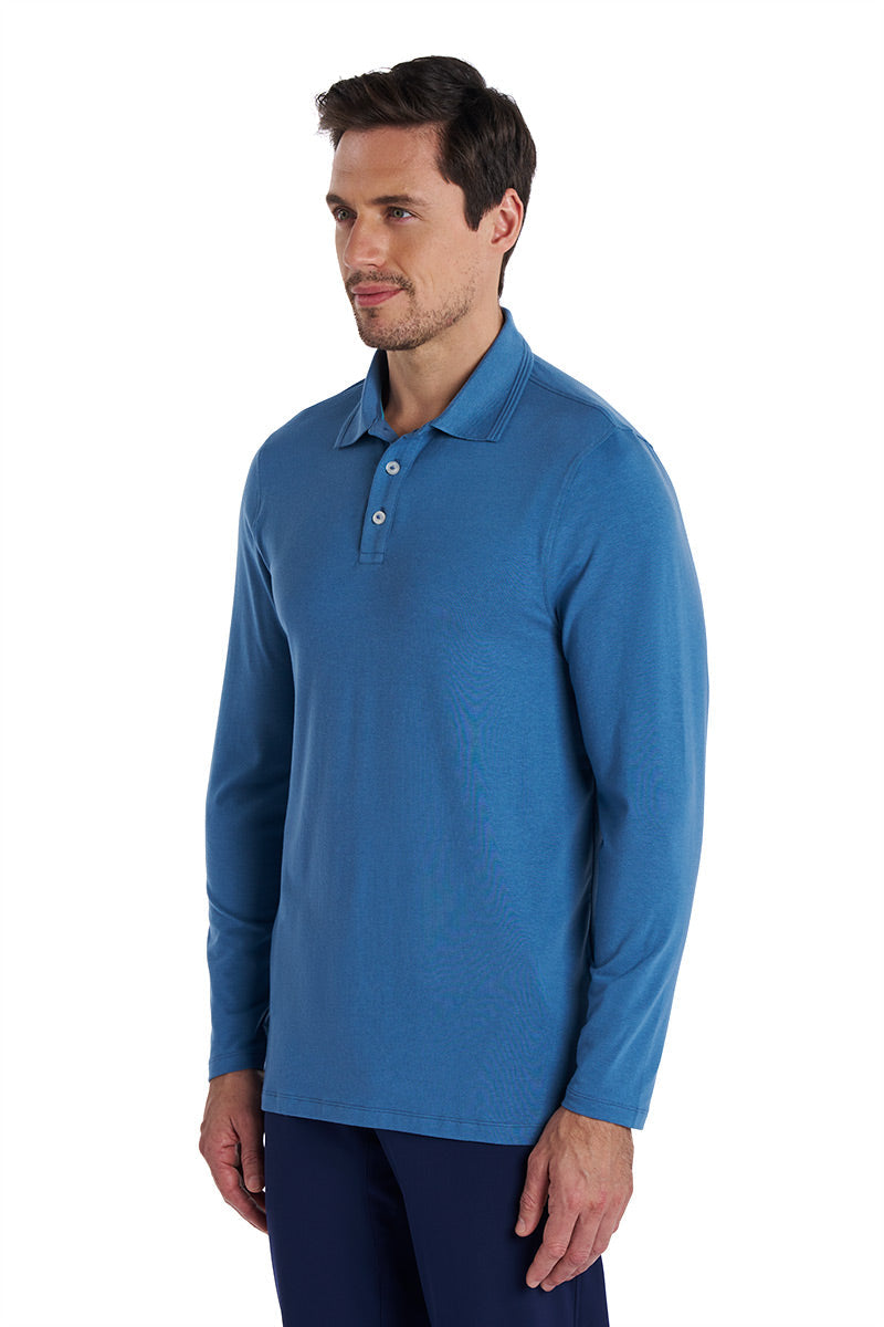 Coppitt | Men's Long Sleeve Weekend Polo | Blue Dusk
