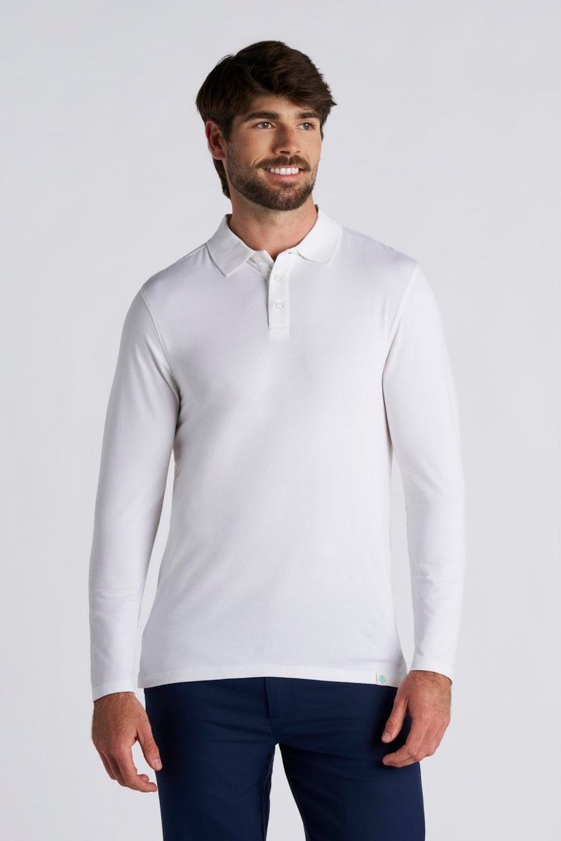 Coppitt | Men's Long Sleeve Weekend Polo | White
