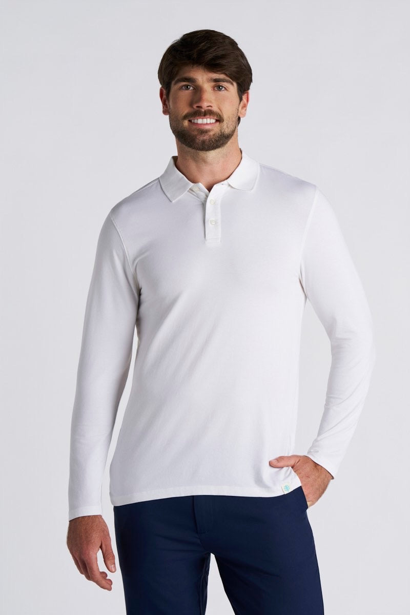 Coppitt | Men's Long Sleeve Weekend Polo | White