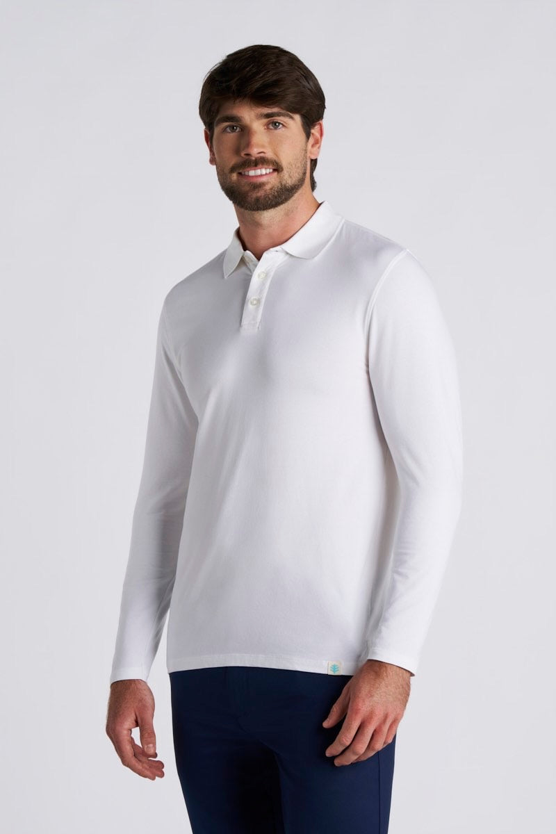 Coppitt | Men's Long Sleeve Weekend Polo | White