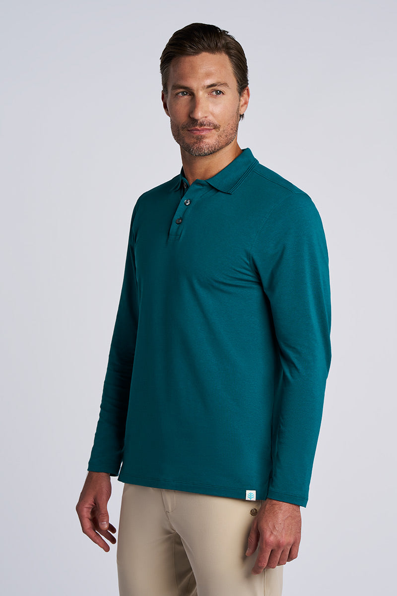 Coppitt | Men's Long Sleeve Weekend Polo | Transformative Teal