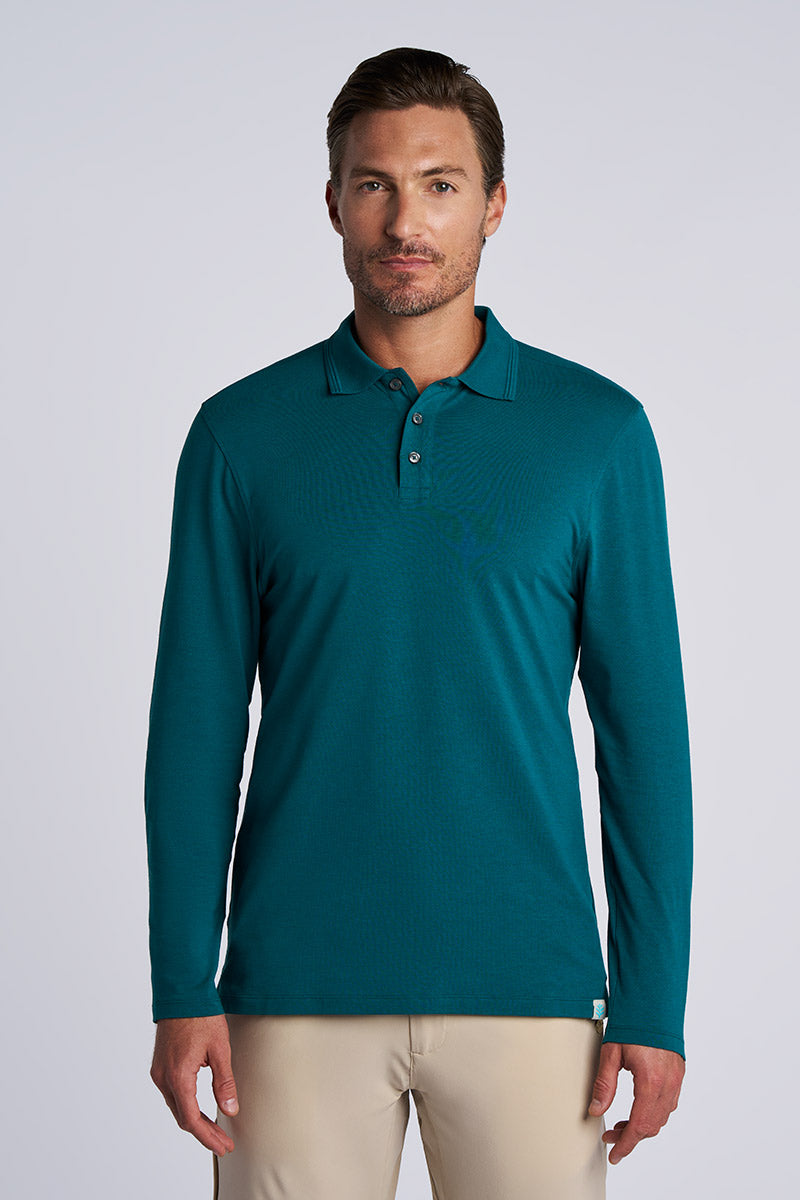 Coppitt | Men's Long Sleeve Weekend Polo | Transformative Teal