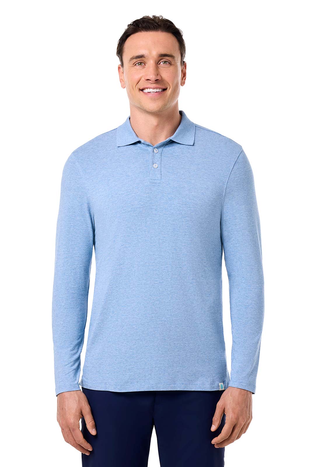 Coppitt | Men's Long Sleeve Weekend Polo | Light Blue Heather