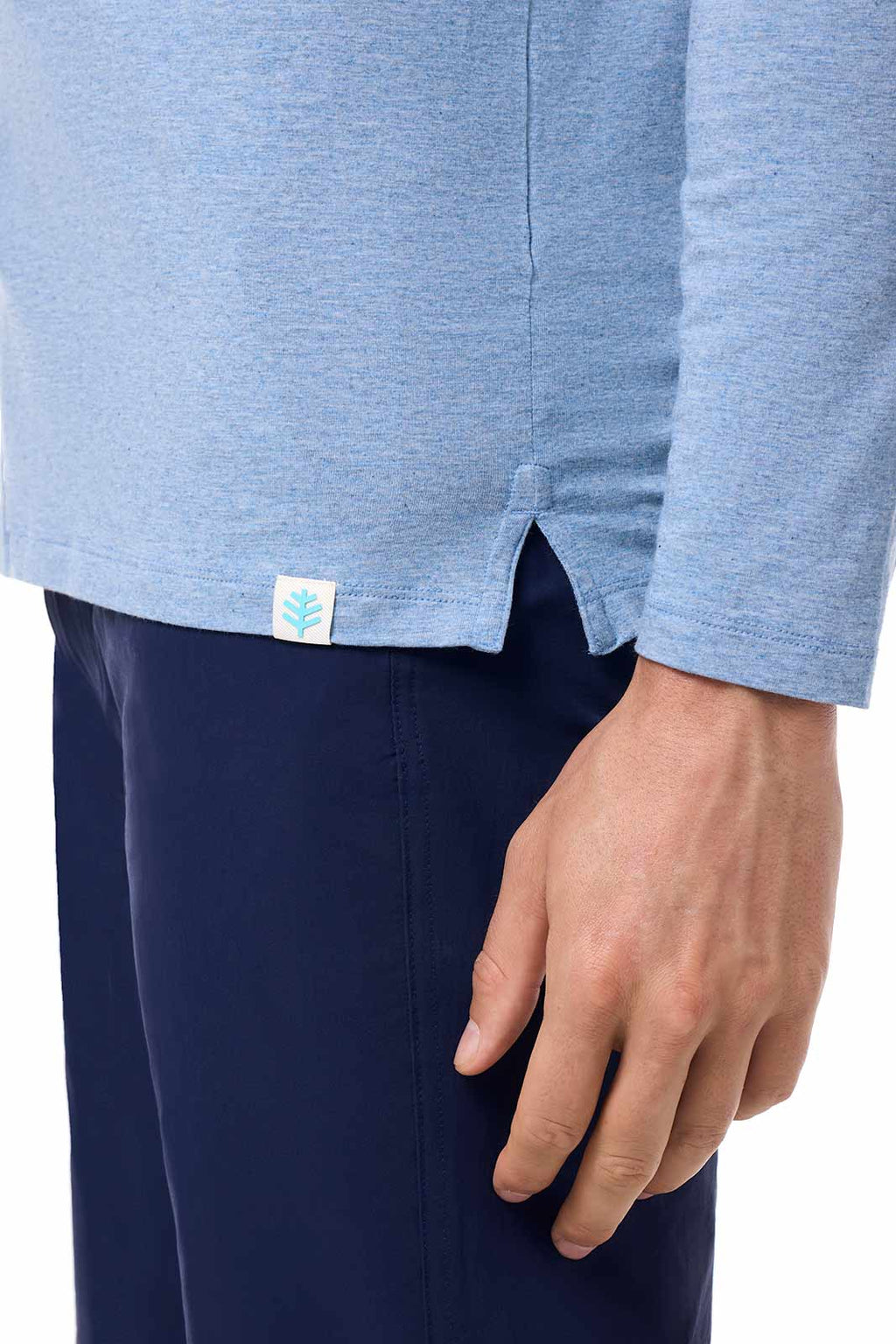 Coppitt | Men's Long Sleeve Weekend Polo | Light Blue Heather
