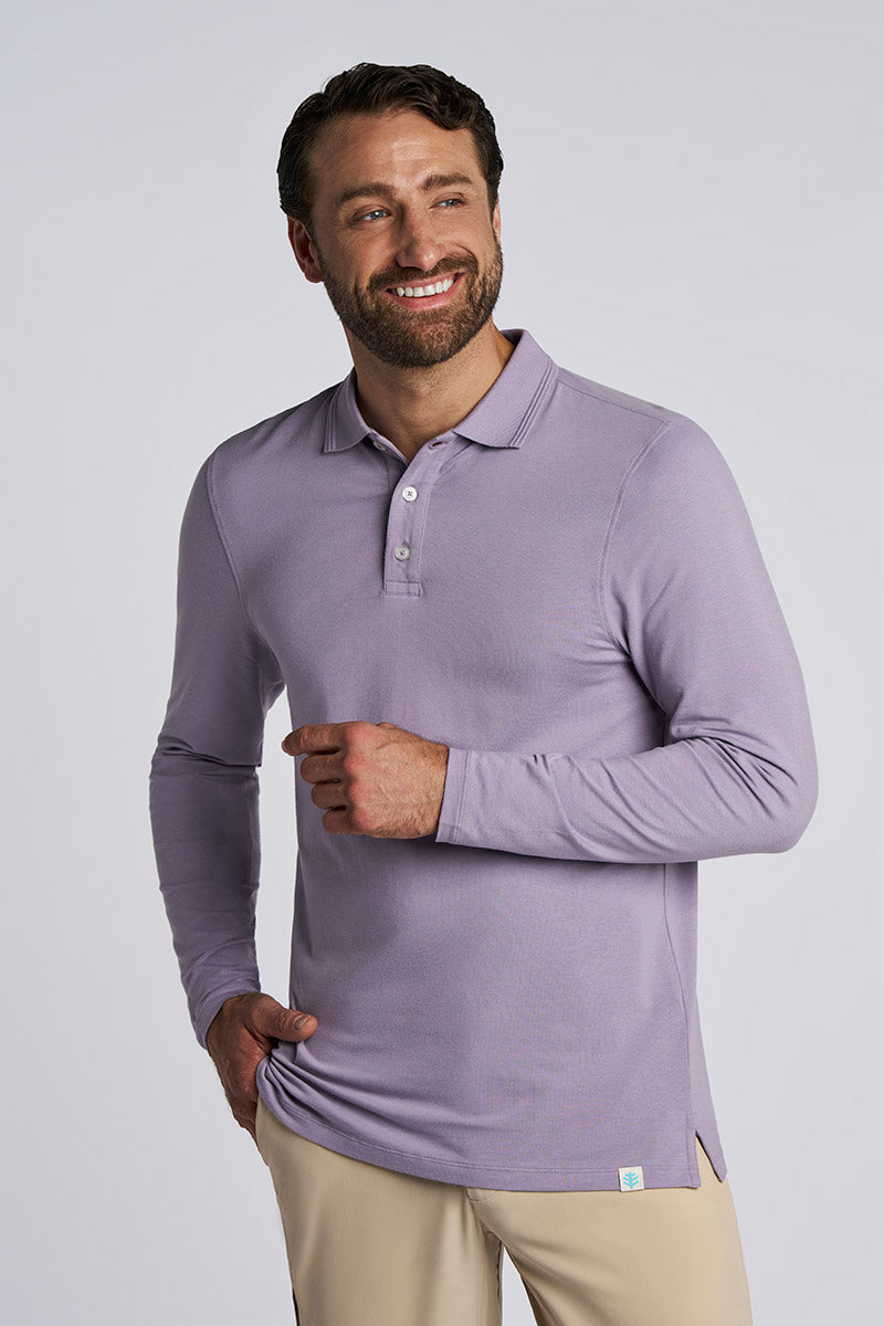 Coppitt | Men's Long Sleeve Weekend Polo | Lavender Gray