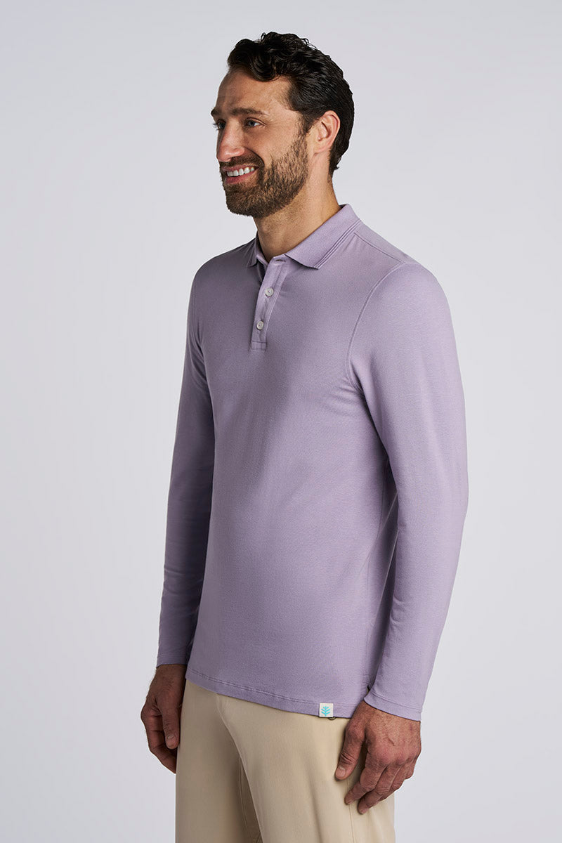 Coppitt | Men's Long Sleeve Weekend Polo | Lavender Gray