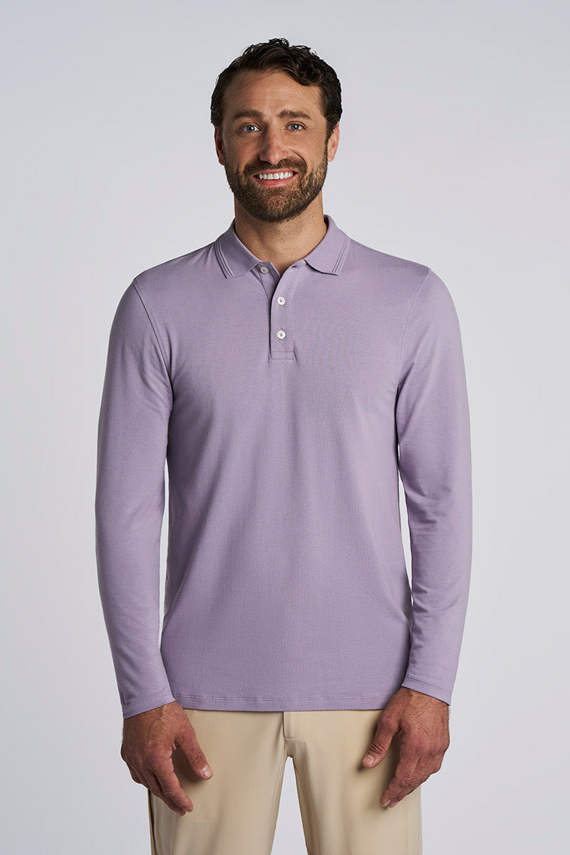 Coppitt | Men's Long Sleeve Weekend Polo | Lavender Gray