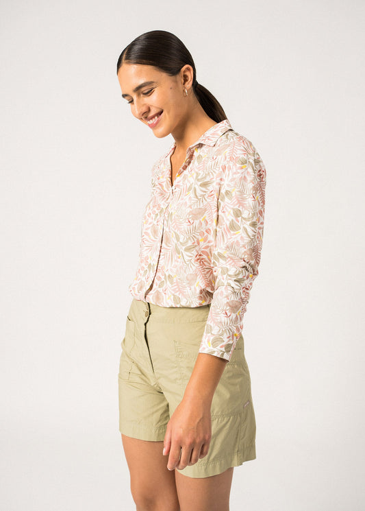 Saint James Malaury Printed Button Down Blouse Soft Almond Terracotta