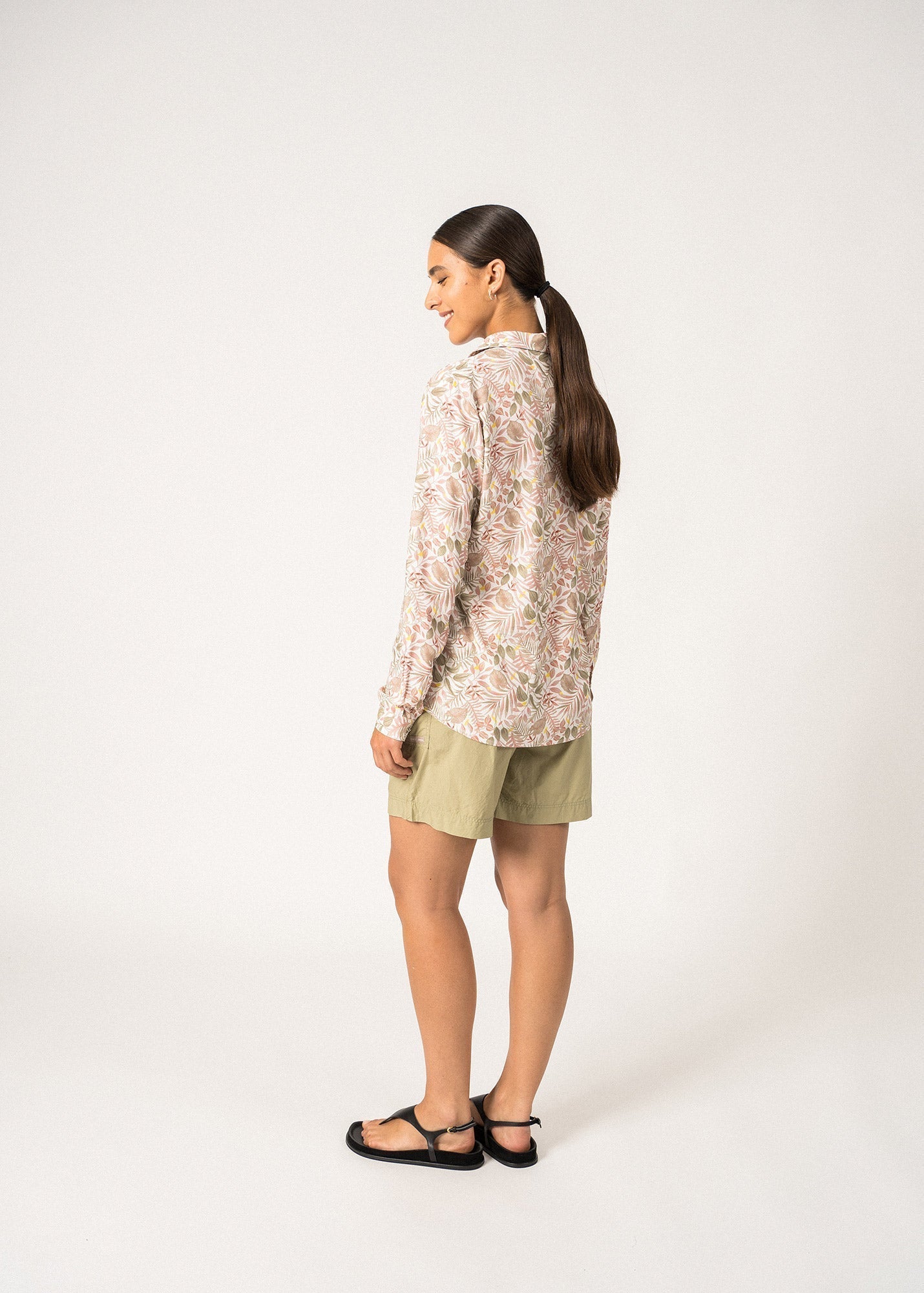 Saint James Malaury Printed Button Down Blouse Soft Almond Terracotta