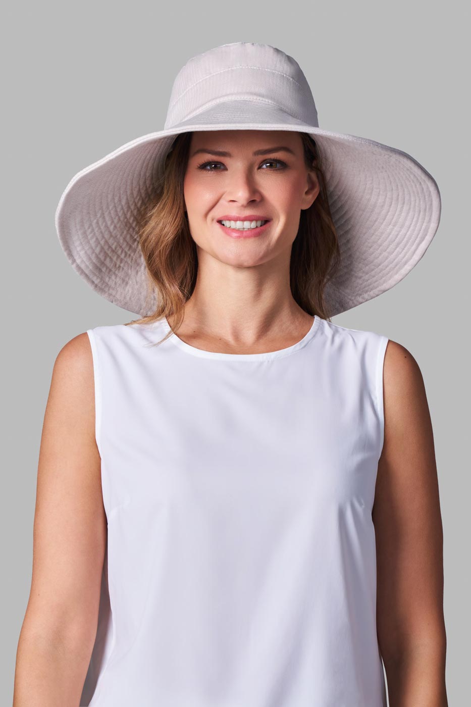 Brittany | Women's Beach Hat | Natural Modern Herringbone