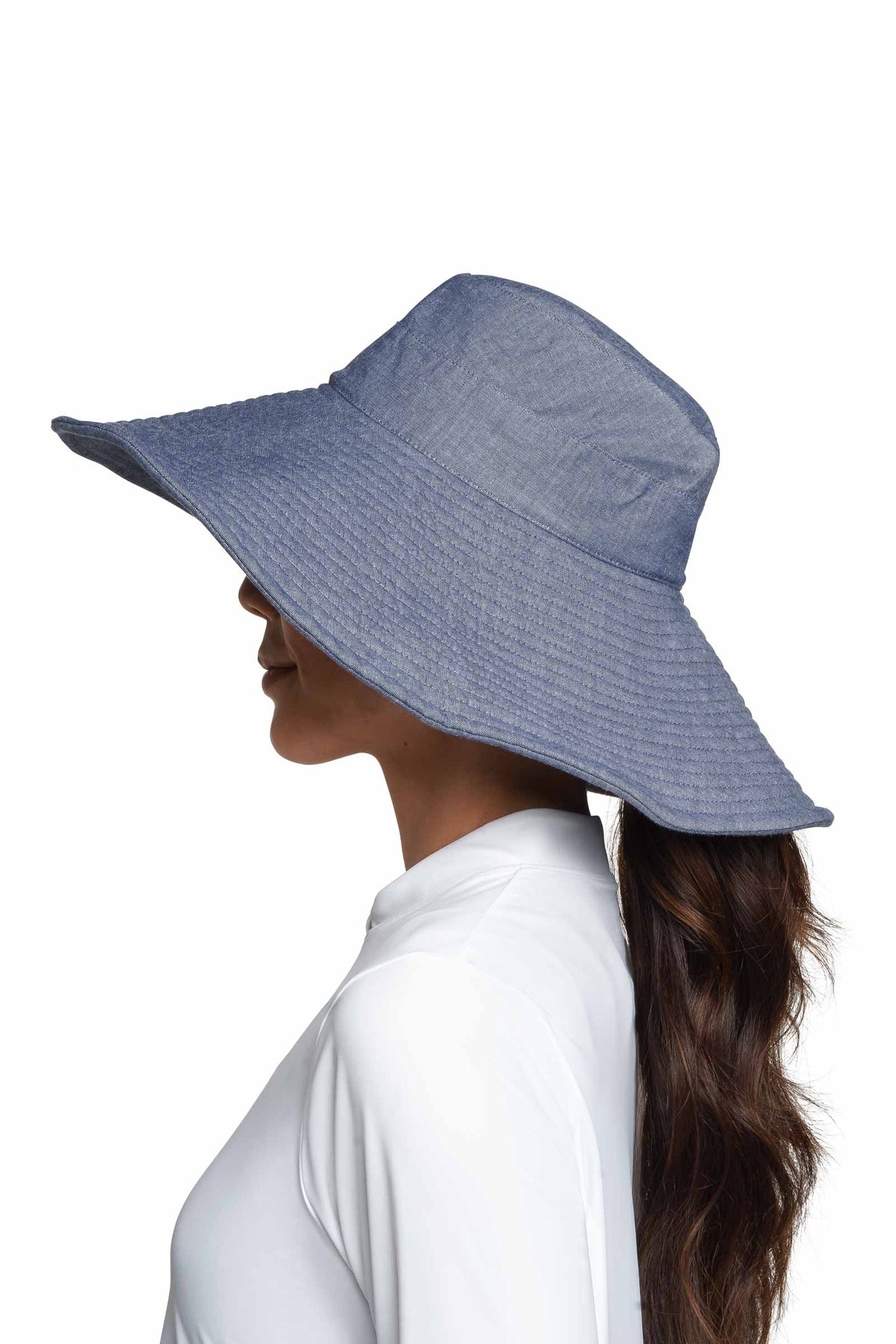 Brittany | Women's Beach Hat | Denim Blue Chambray