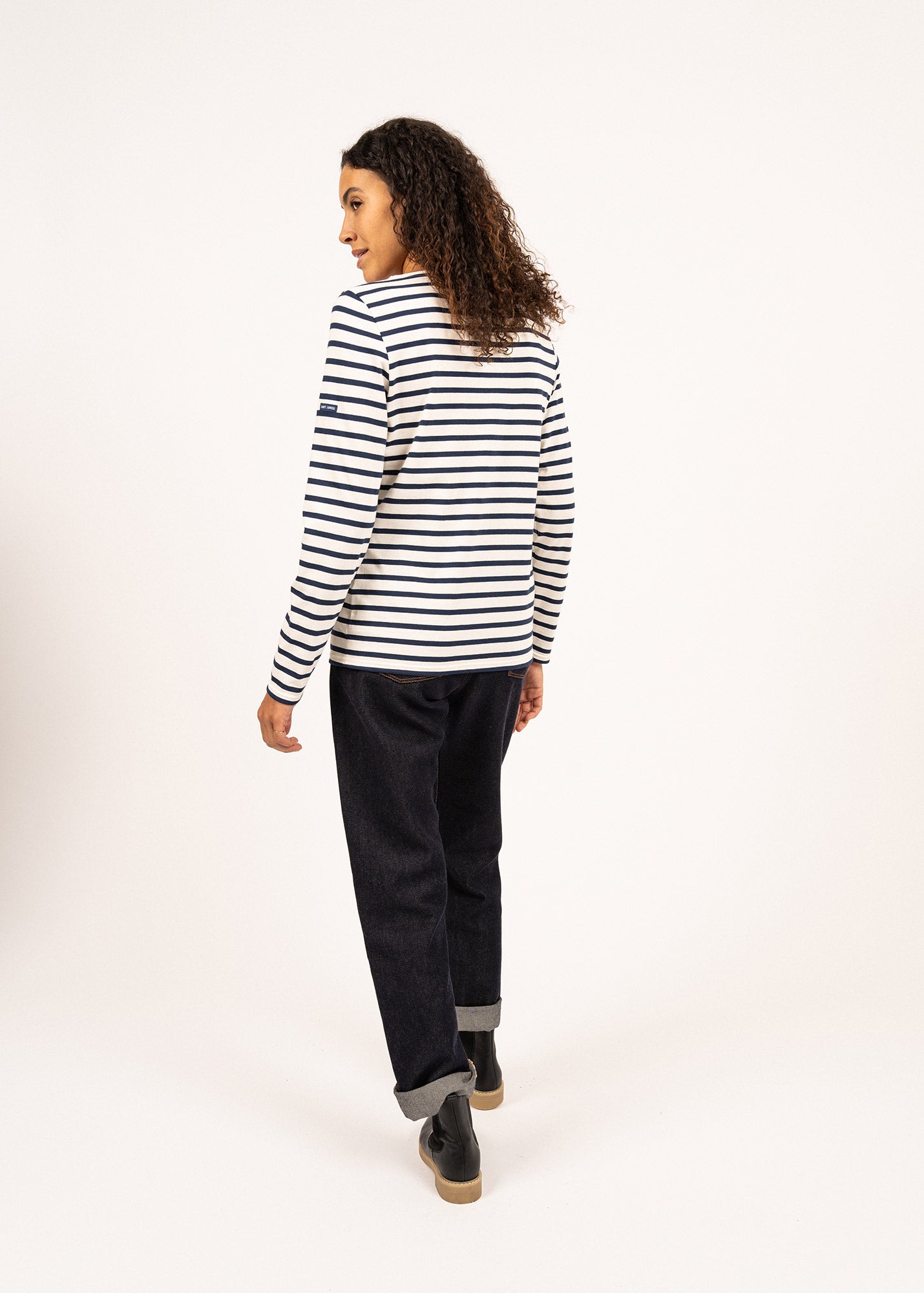 Saint James MINQUIDAME - Breton Striped Shirt with Long Sleeve | Soft Cotton | Women Fit (ECRU / NAVY)