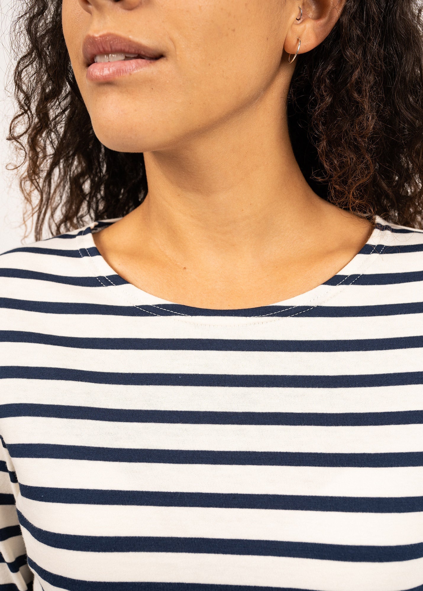 Saint James MINQUIDAME - Breton Striped Shirt with Long Sleeve | Soft Cotton | Women Fit (ECRU / NAVY)