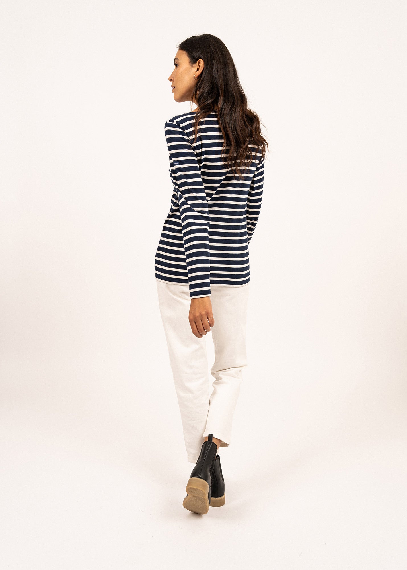 Saint James MINQUIDAME - Breton Striped Shirt with Long Sleeve | Soft Cotton | Women Fit (NAVY / ECRU)