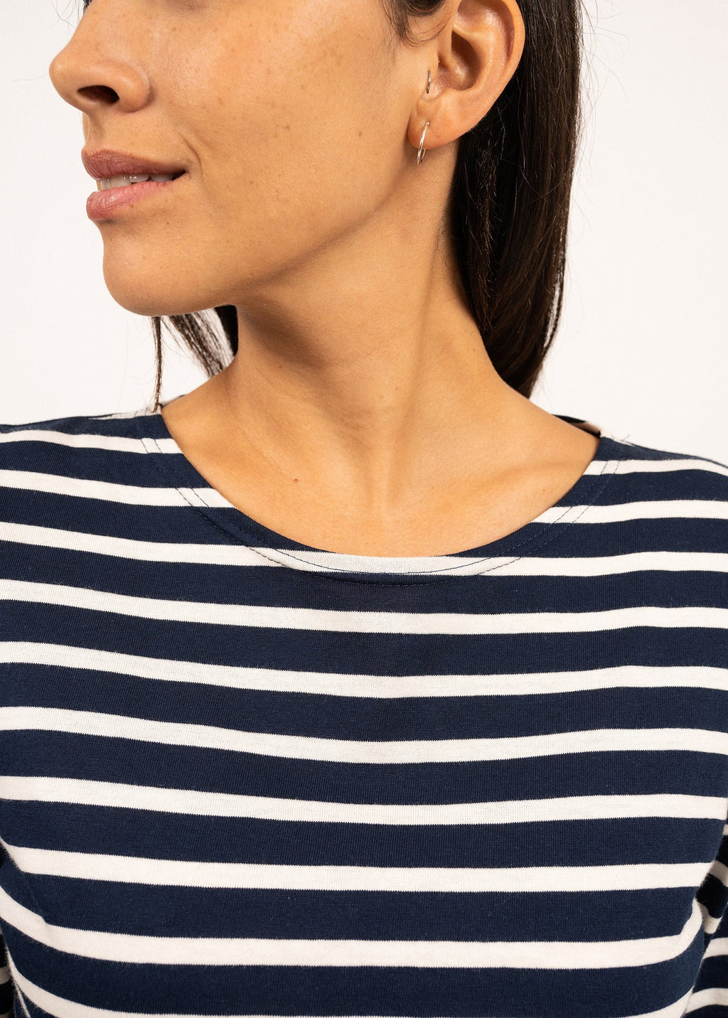Saint James MINQUIDAME - Breton Striped Shirt with Long Sleeve | Soft Cotton | Women Fit (NAVY / ECRU)