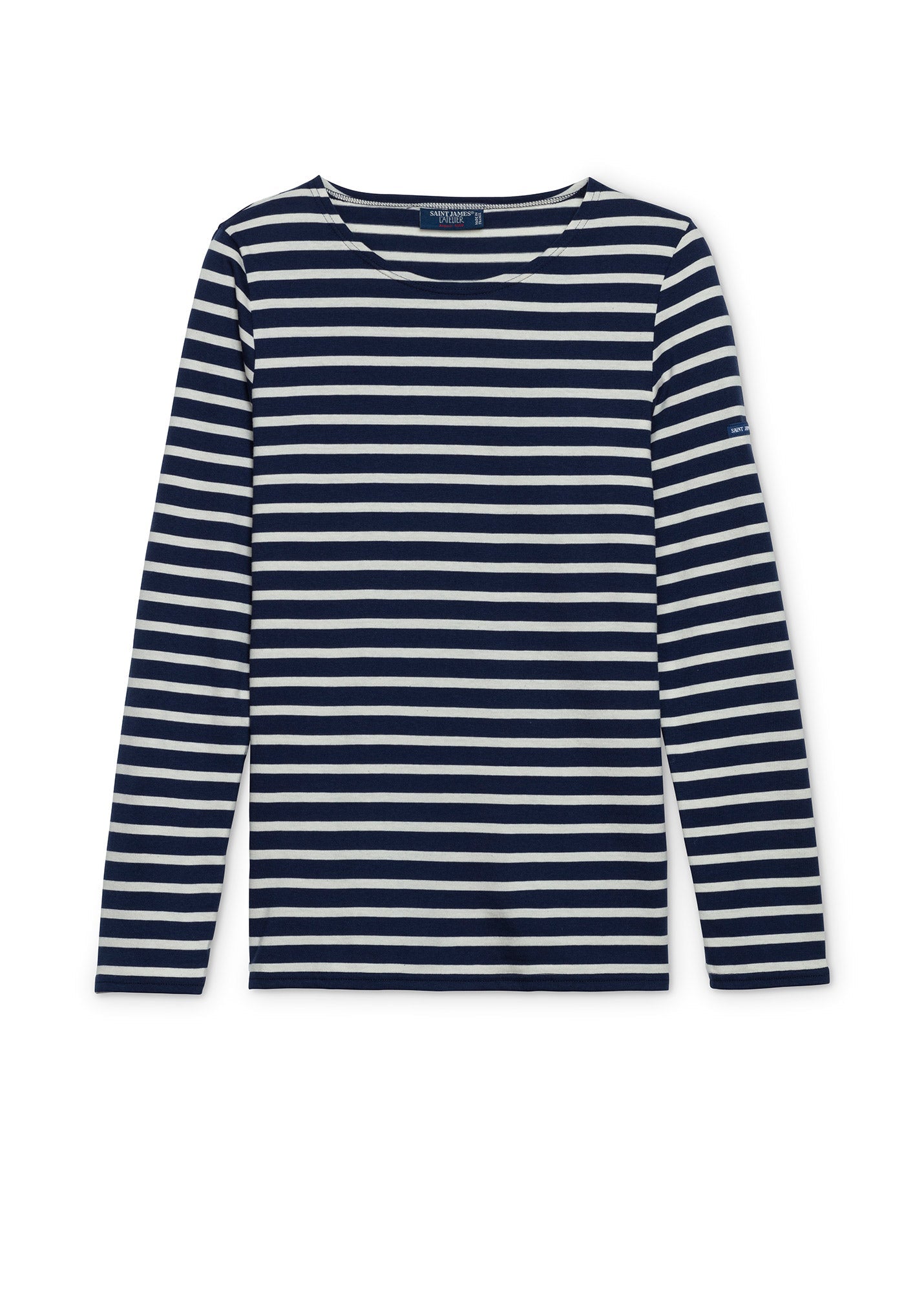 Saint James MINQUIDAME - Breton Striped Shirt with Long Sleeve | Soft Cotton | Women Fit (NAVY / ECRU)