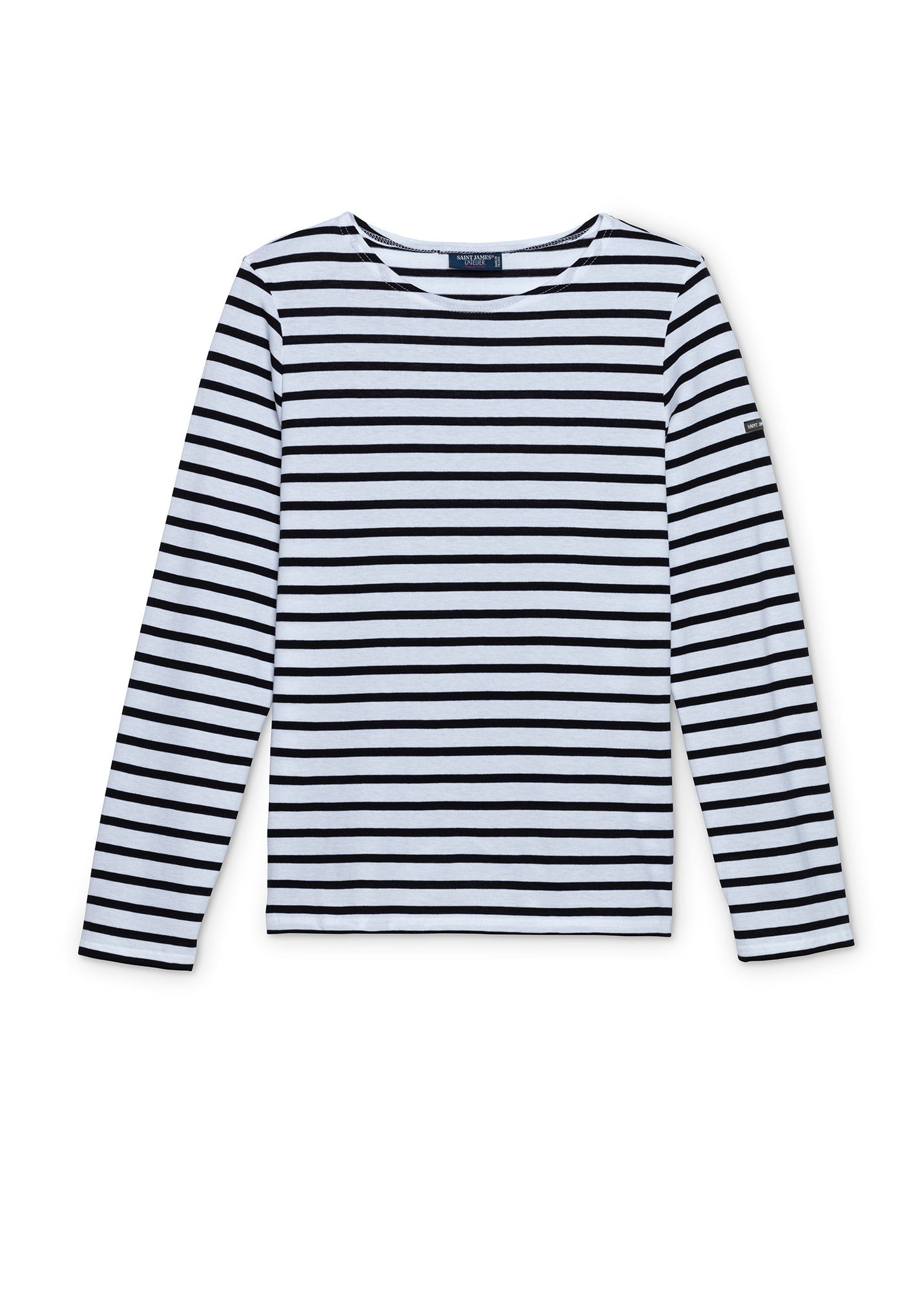Saint James MINQUIDAME - Breton Striped Shirt with Long Sleeve | Soft Cotton | Women Fit (WHITE / NAVY)