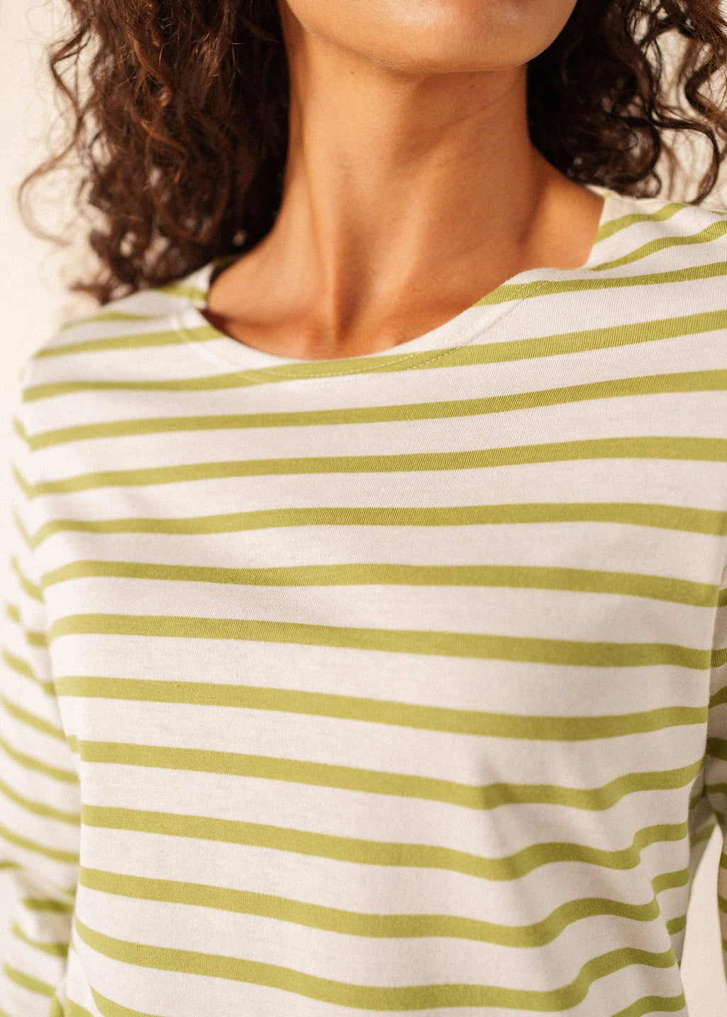 Minquidame Breton Shirt (WHITE / SAGE OLIVE)