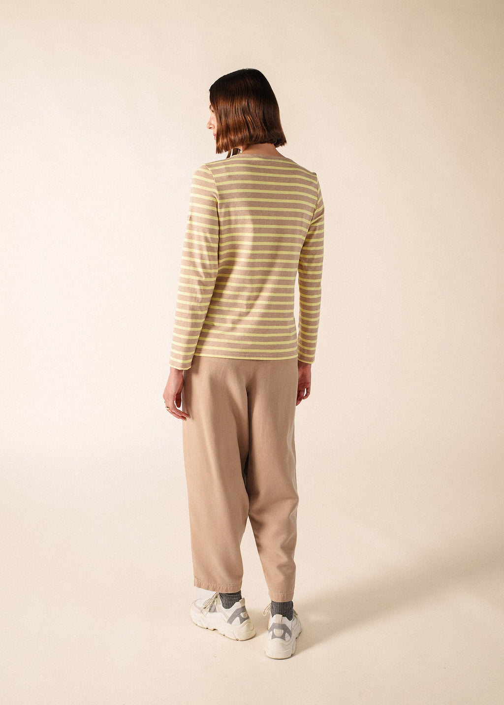 Saint James MINQUIDAME Breton Shirt  (BEIGE MELANGE / BUTTER YELLOW)