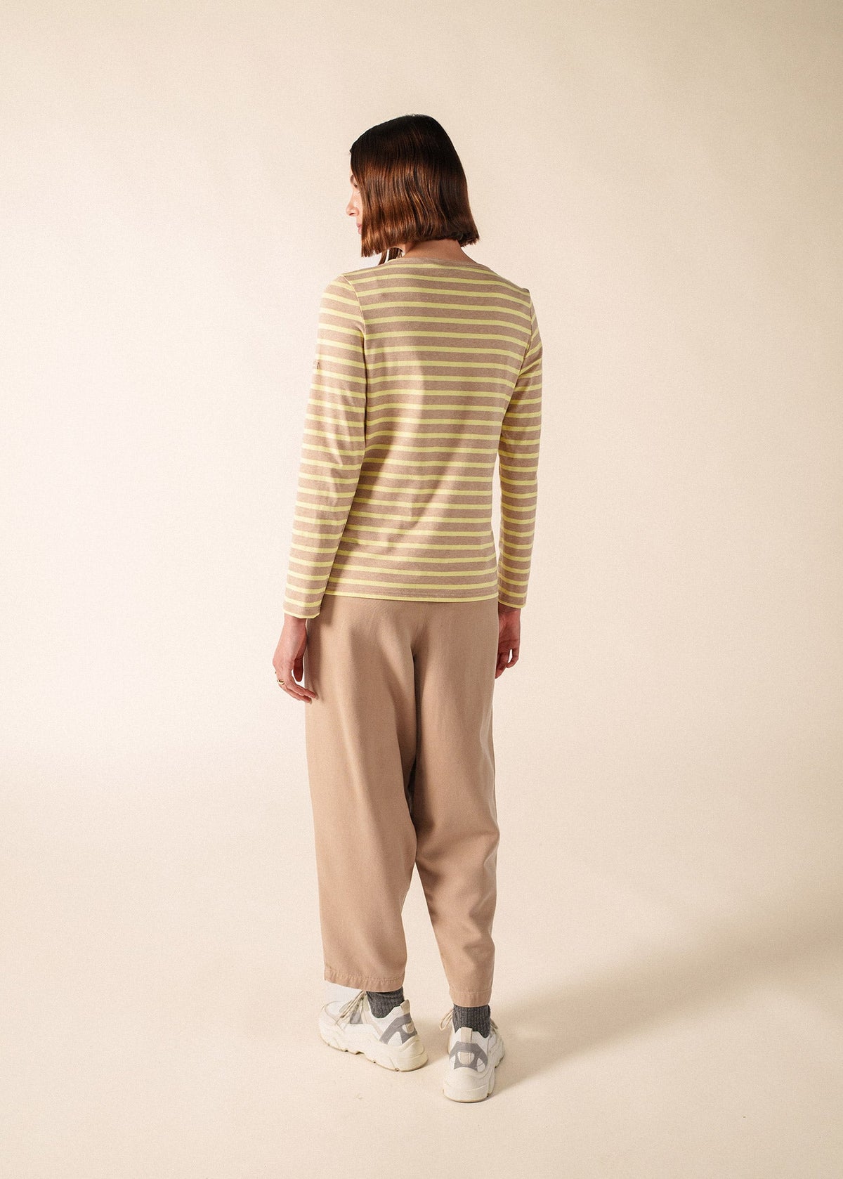 Saint James MINQUIDAME Breton Shirt  (BEIGE MELANGE / BUTTER YELLOW)