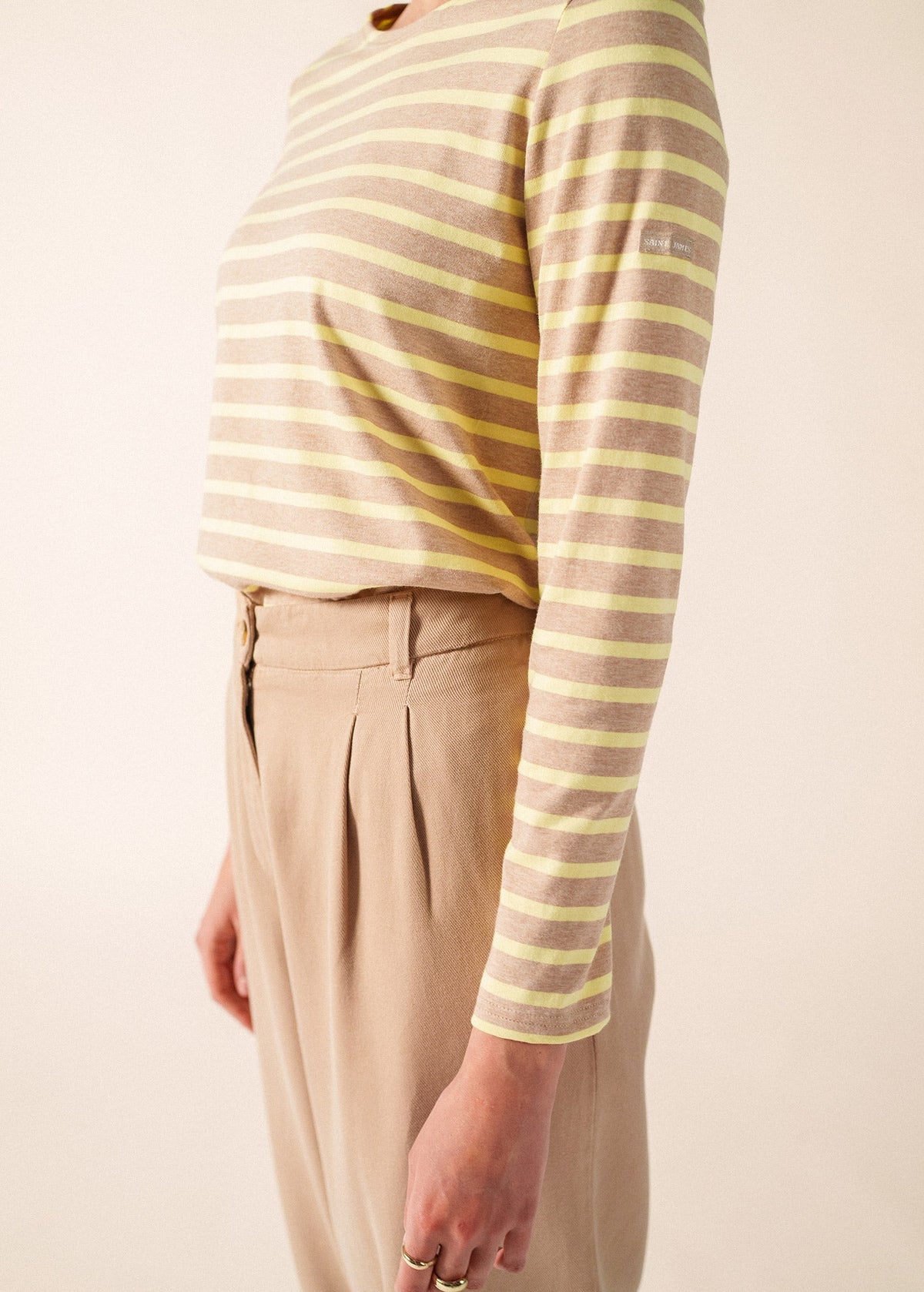 Saint James MINQUIDAME Breton Shirt  (BEIGE MELANGE / BUTTER YELLOW)