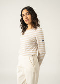 Saint James MINQUIDAME - Breton Striped Shirt with Long Sleeve | Soft Cotton | Women Fit (OATMEAL / WHITE)