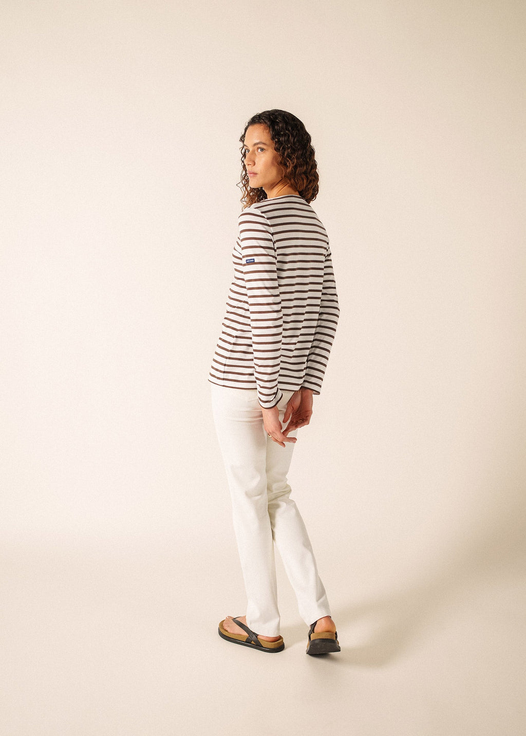 Saint James MINQUIDAME Breton Shirt  (WHITE / CHOCOLATE)