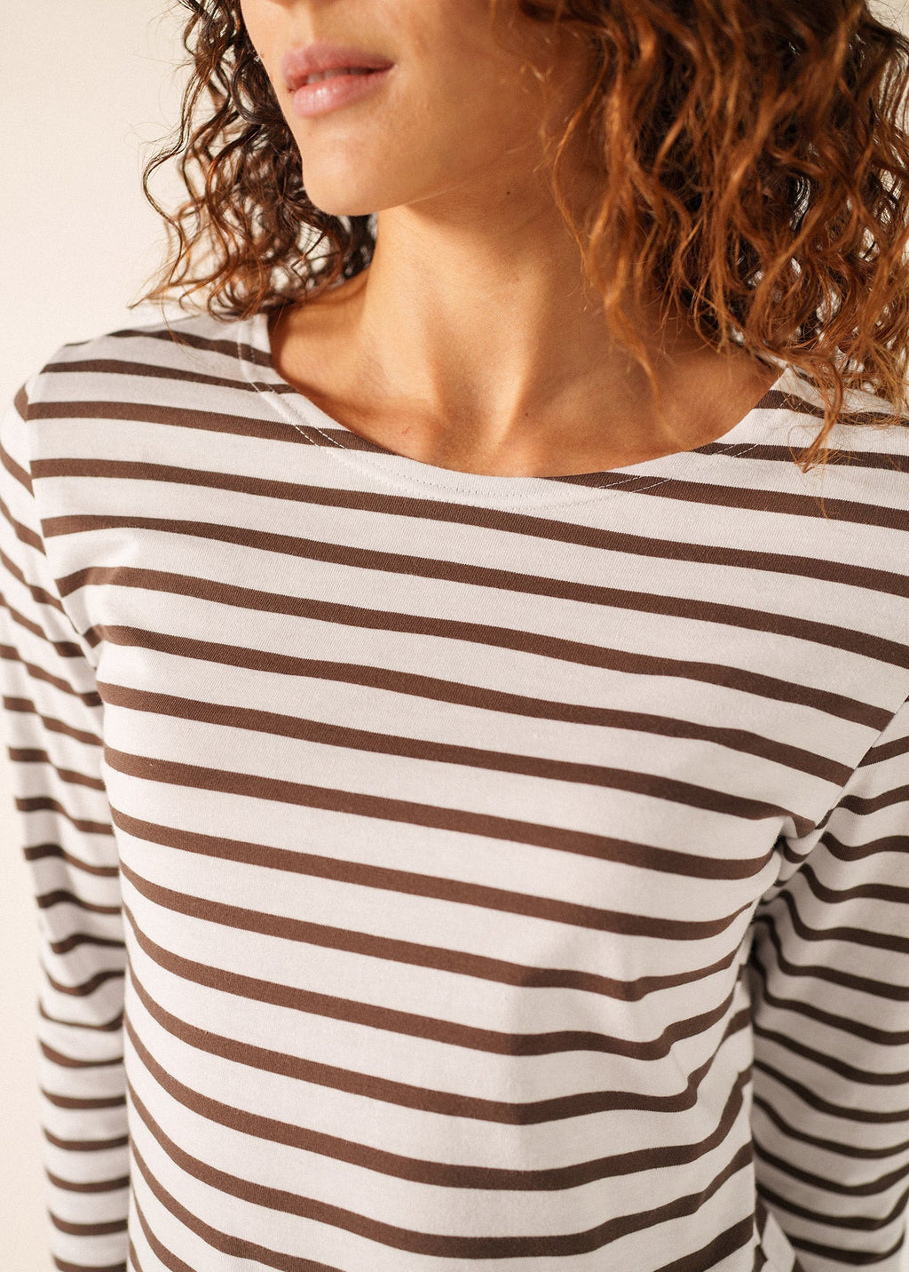 Saint James MINQUIDAME Breton Shirt  (WHITE / CHOCOLATE)