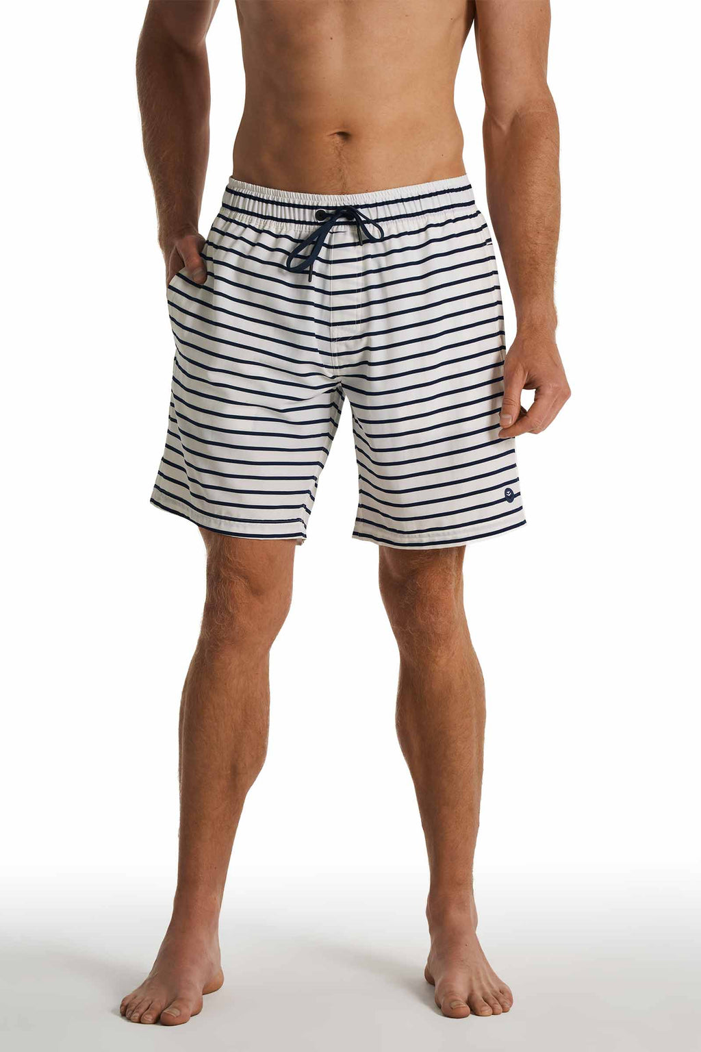 Kahuna | Men's Swimming Shorts 7.5" | White/Navy Stripe