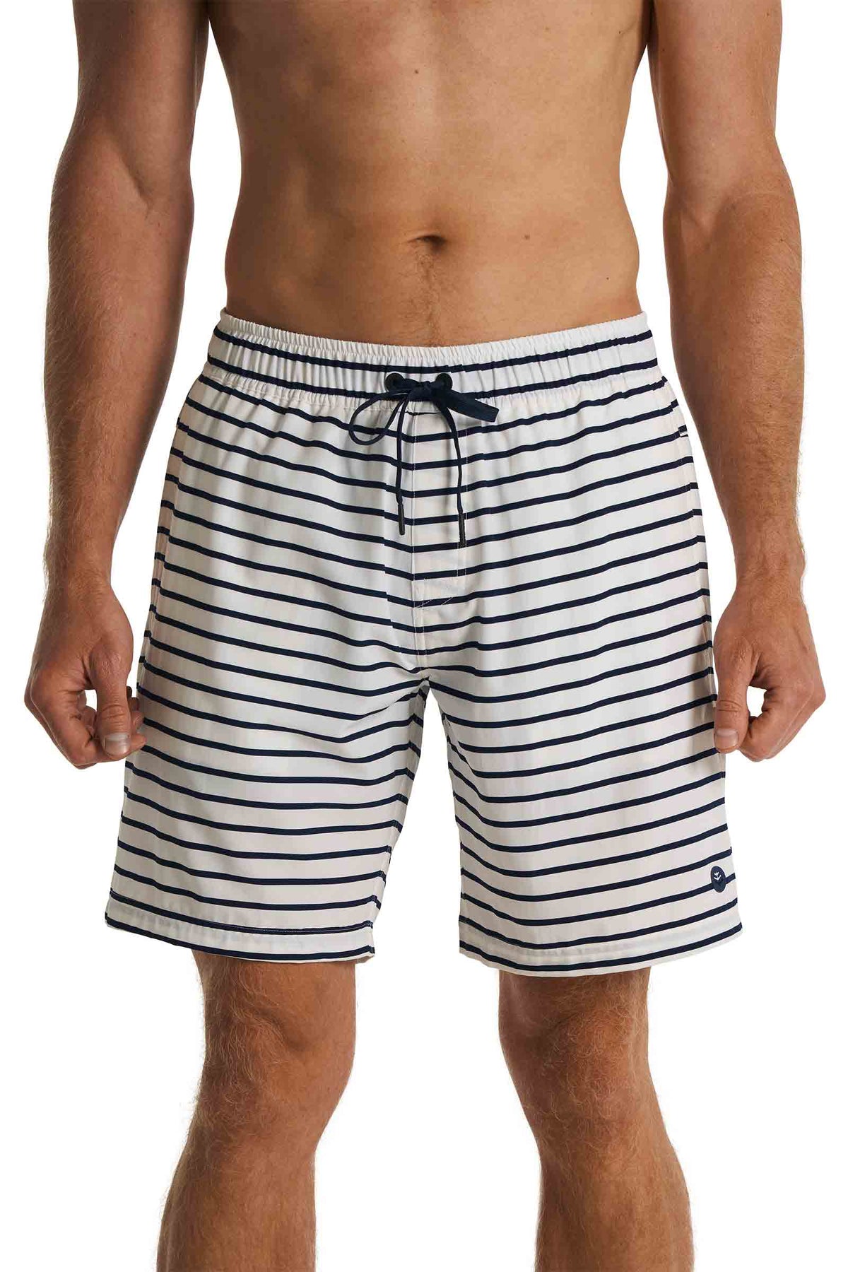 Kahuna | Men's Swimming Shorts 7.5" | White/Navy Stripe
