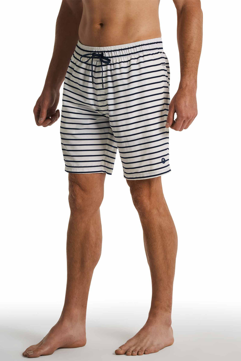 Kahuna | Men's Swimming Shorts 7.5" | White/Navy Stripe