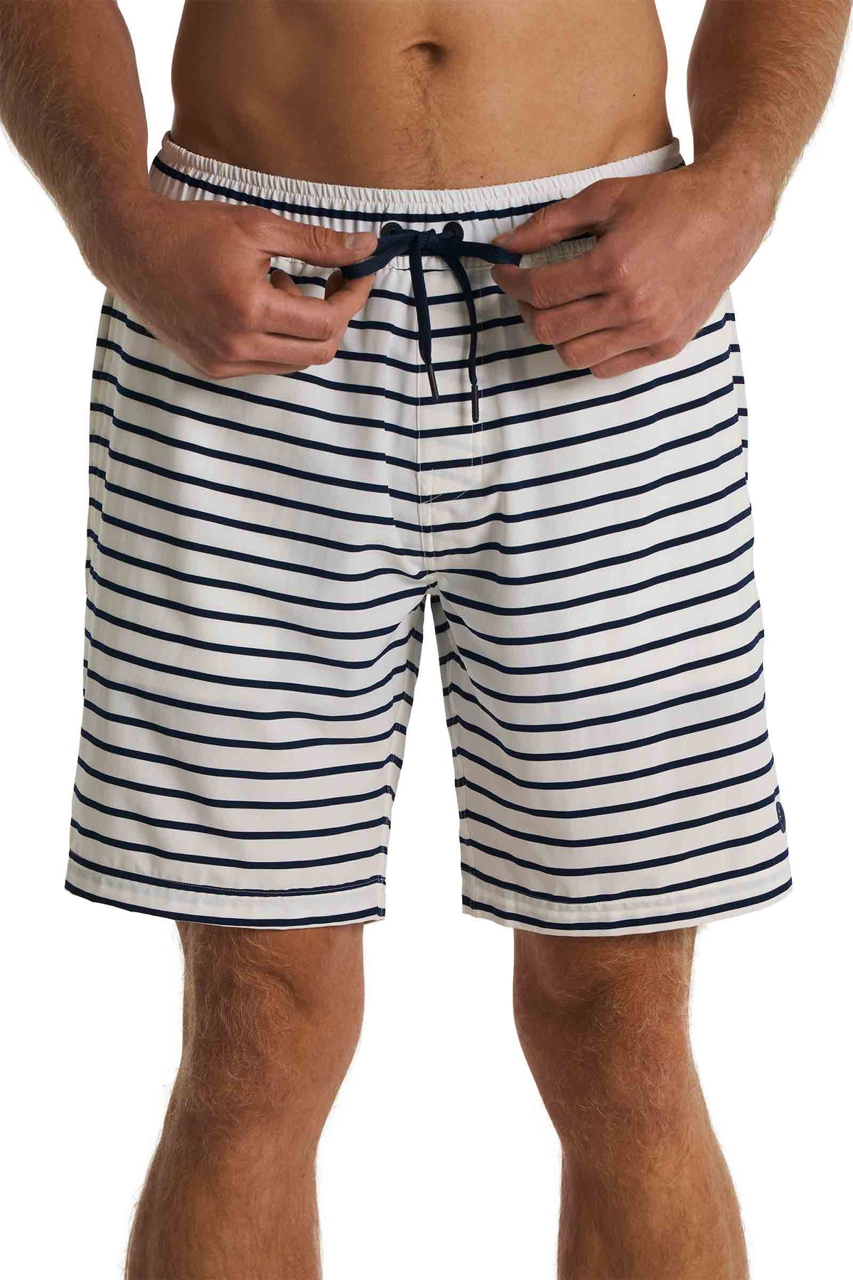 Kahuna | Men's Swimming Shorts 7.5" | White/Navy Stripe