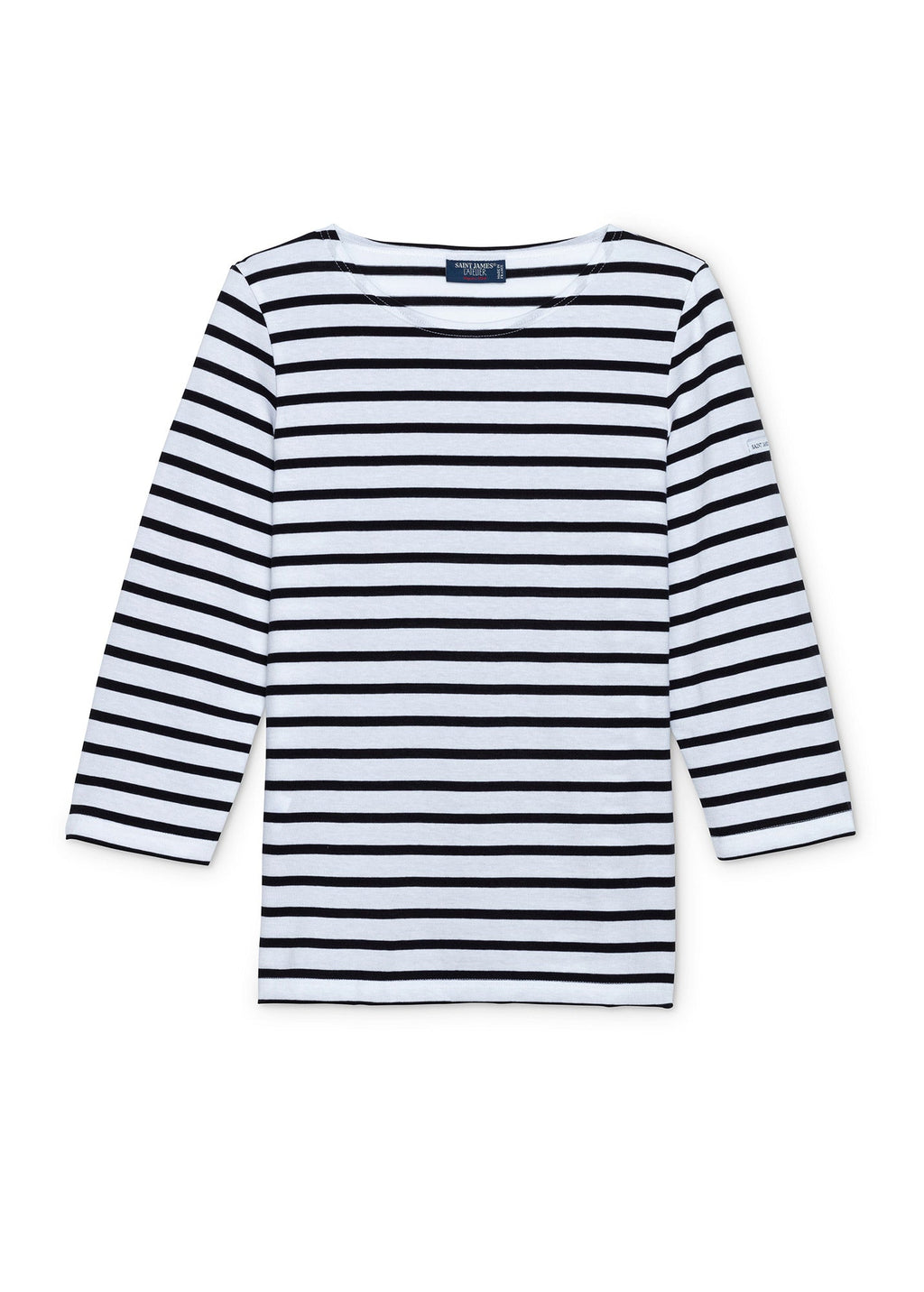 Saint James GALATHEE II - Breton Striped Top with ¾ Sleeve | Soft Cotton | Women Fit (WHITE / BLACK)