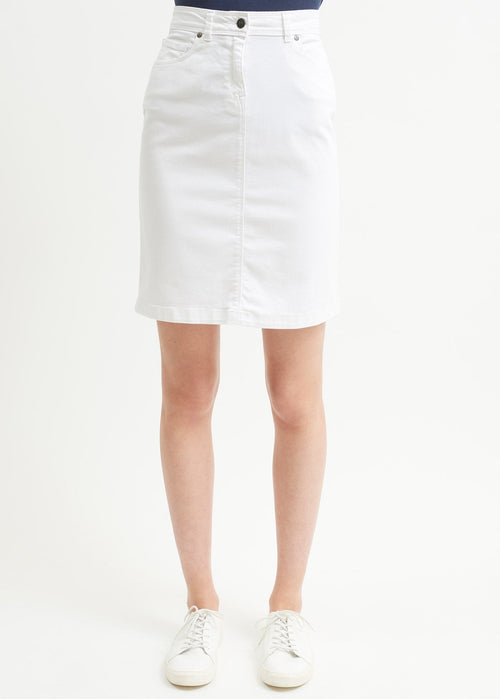 Saint James ELFY - Stretch Straight Skirt in Colorful Denim (WHITE)