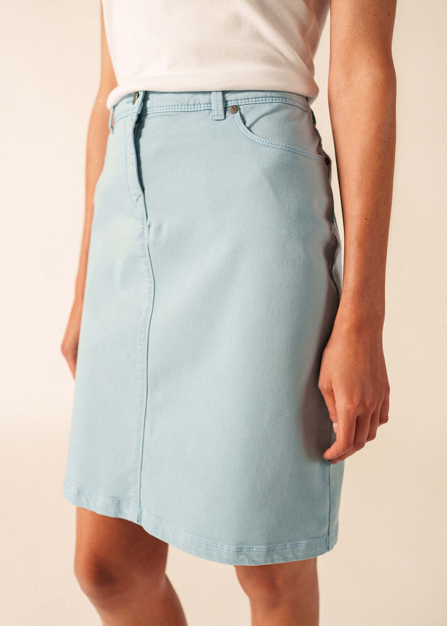 Saint James ELFY Stretch Denim Skirt (SKYLIGHT BLUE)