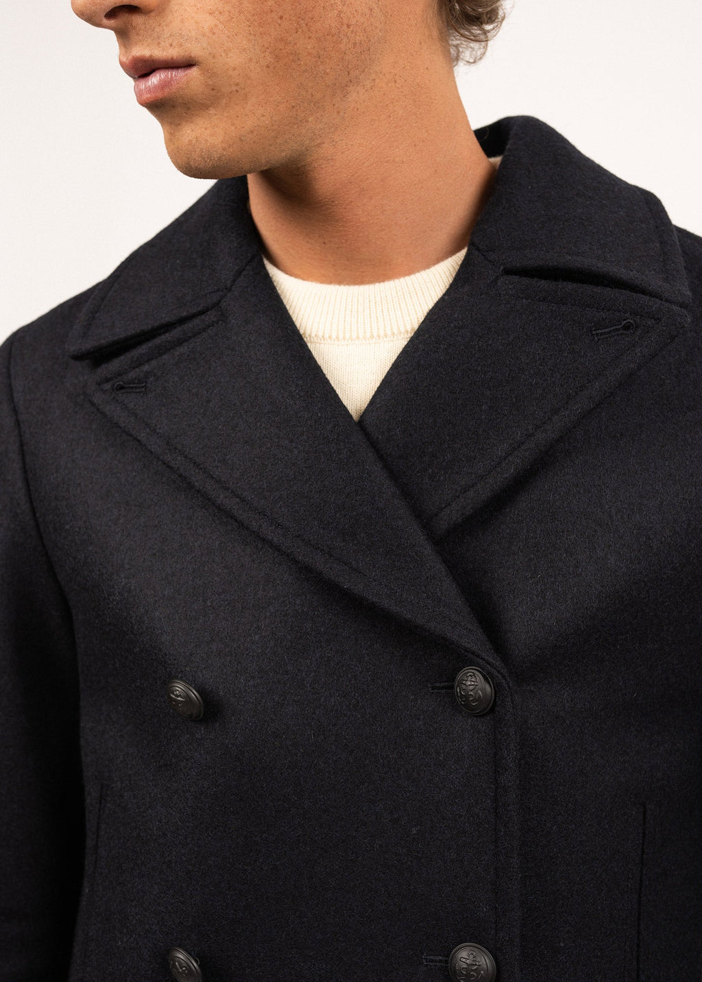 Saint James GALION II - Authentic Peacoat for Men | 100% Wool (NAVY)