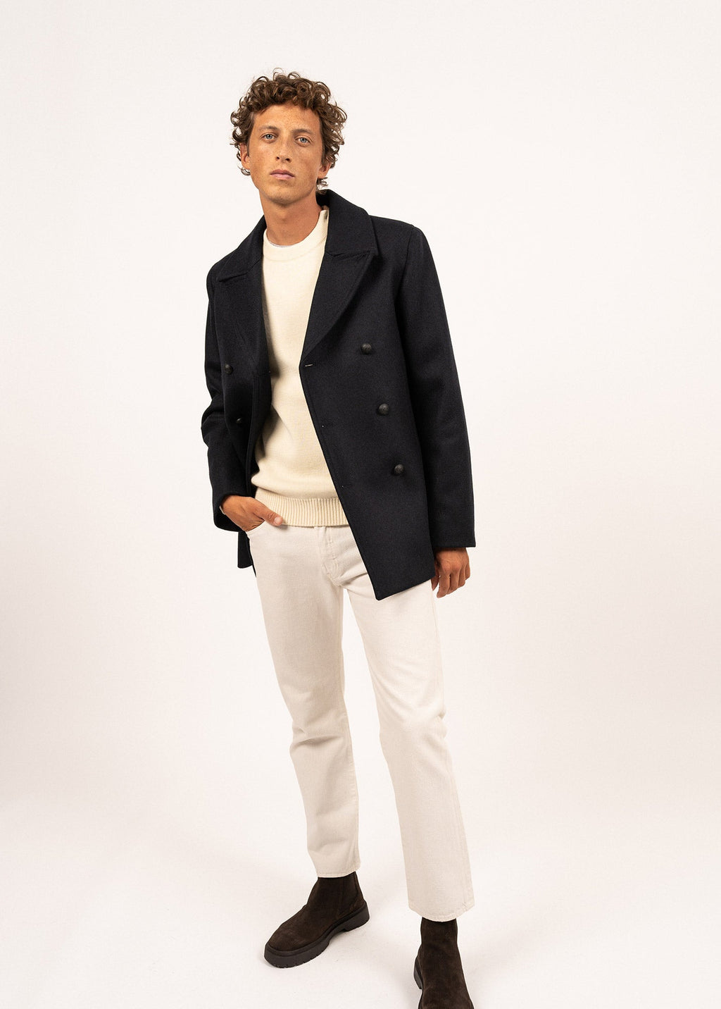 Saint James GALION II - Authentic Peacoat for Men | 100% Wool (NAVY)